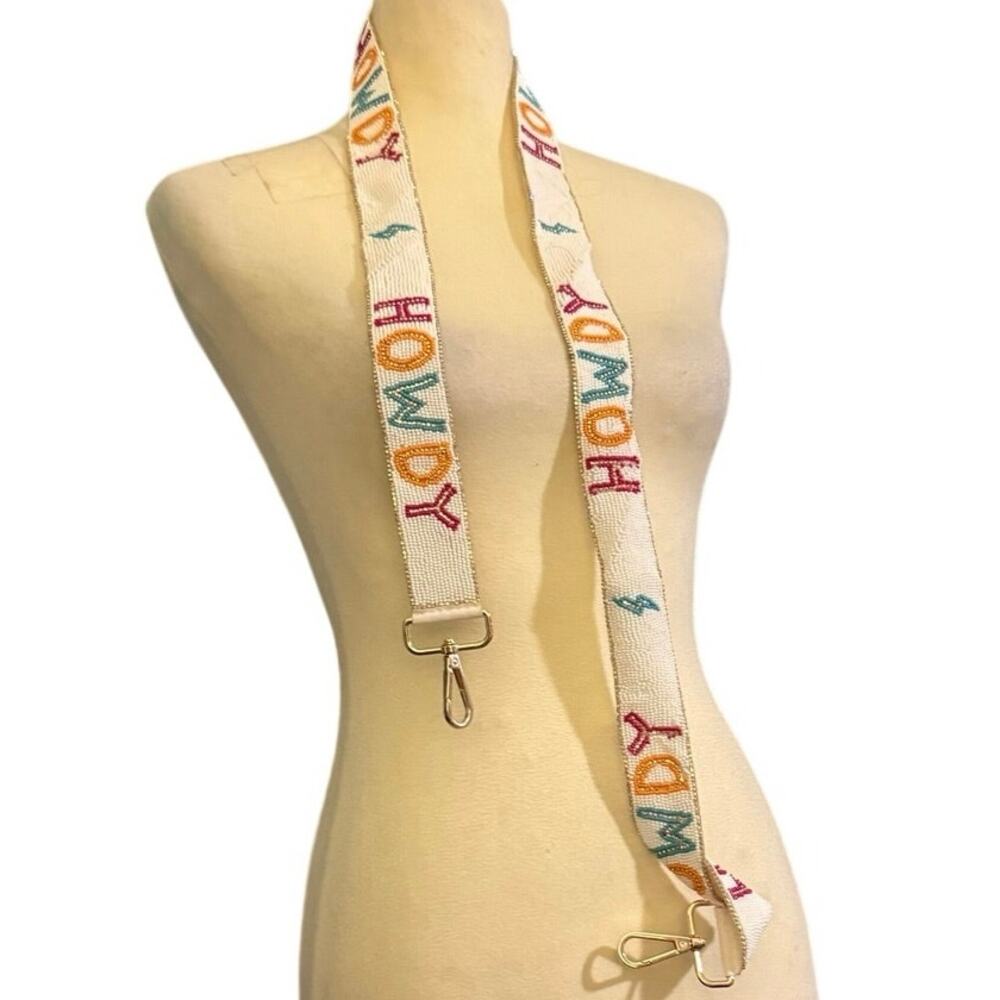 Howdy Beaded Western Purse Strap Multicolor Boho Adjustable Crossbody
